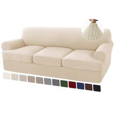 an image of a couch with different colors and patterns on the bottom half, including white