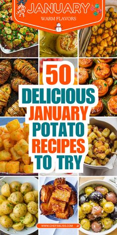 the cover of january's 50 delicious january potato recipes to try