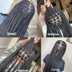 Braid Size Chart Knotless, Full Medium Knotless Box Braids, Smeudim Knotless Braids, Different Box Braid Sizes, Medium Knotless Parting Chart, Box Braids Hairstyles For Black Women Medium Size, Smedium Knotless Braids Guide, Schmedium Knotless Box Braids, Different Braid Sizes