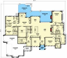 this is the floor plan for a house that has two pools and three separate living areas