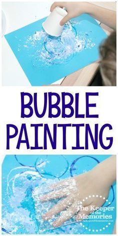 bubble painting is an easy and fun activity for kids to do with the water in their hands