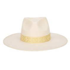 Say I do with this beautiful white fedora made for any Bride. Your look will be complete with lots of love and this perfect hat to match any dress. Features: Brim Size: 3.75" 100% wool Women's one size Wool felt flat brim fedora with gold jacquard band White Fedora, Wide Brim Hat Summer, Sand Collection, Womens Fedora, Fall Hats, Felt Fedora, Lots Of Love, Love At First, Dress Hats