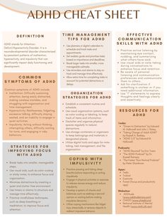 ADHD Cheat Sheet Attention Deficit Hyperactivity Disorder Resources ADHD Tools Executive Function Resources ADHD Therapy - Etsy UK Psych Notes, Emotional Management, Psychology University, Mental Resilience, Executive Function, Vie Motivation