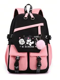 Sanrio Kawaii Kuromi Backpack Large Capacity Anime Cartoon Figure Outdoor Travel Storage Bag Cute Kitty Cat School Bag Hello Kitty Shoulder Bag (Some Parts May Be Random) Multicolor    Polyamide     Kids Arts & Crafts, size features are:Bust: ,Length: ,Sleeve Length: Kuromi Backpack For School, Kuromi Bag School, Sanrio Backpack, Hello Kitty Cartoon, Travel Storage Bag, Toy Bags, Travel Storage, Craft Kits For Kids, Large Backpack