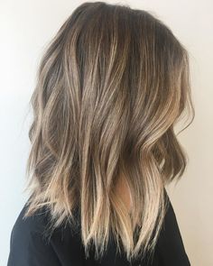 Choppy Dark Blonde Lob Balayage Hair Dark Blonde, Blonde Lob Hair, Balayage Lob, Balayage Hair Color Ideas, Blonde Lob, Balayage Hair Color, Blond Balayage, Balayage Hair Dark