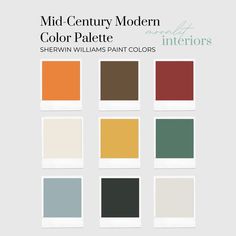 the color palette for mid - century modern colors in sheryln williams paint colors