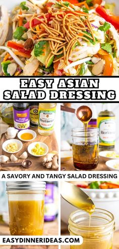 Asian Salad Dressing Low Carb Asian Salad Dressing, Healthy Asian Dressing, Asian Sesame Dressing Recipe, Asian Vinaigrette Dressings, Easy Asian Salad Dressing, Low Carb Asian Salad, Chinese Chicken Salad Dressing Recipe