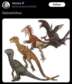 an image of dinosaurs in different poses on the same page, and one is not real