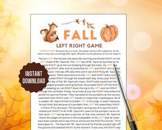 the fall left right game is shown with an orange background and some leaves on it