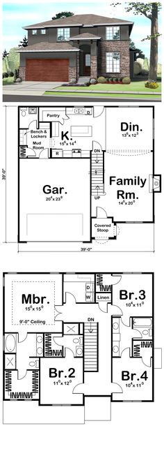 two story house plans with an open floor plan, and a second story one story