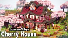 the japanese village cherry house in minecraft