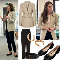 The Princess of Wales was wearing her  Reiss Larsson Double-Breasted Twill Blazer, UFO White Jumper, L.K.Bennett Frieda Crepe Trousers, Boden Clothing Pointed Ballet Flats, Sézane Bruna Earrings, Daniella Draper Gold Citrine Baby Treasure Necklace when she visited Baby Bank in Windsor. More details on Regalfille Ballet Flats Business Outfit, Catherine Banning Style, Princess Of Wales Kate Middleton Style, Catherine Princess Of Wales Outfits, Princess Catherine Style, Kate Middleton Blazer, Catherine Of Wales, Princess Of Wales Kate Middleton, Princess Of Wales Kate