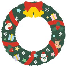 a christmas wreath with presents and decorations around it