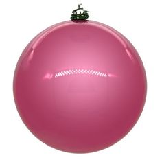 a pink ball ornament hanging from a chain