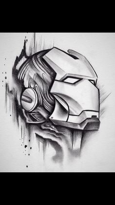 a black and white drawing of a helmet