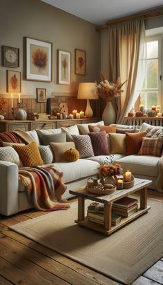 a living room filled with lots of furniture next to a large window covered in blankets