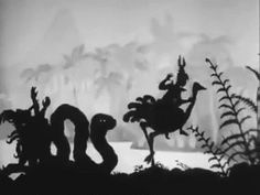 the silhouettes of two people riding horses are in front of some plants and trees