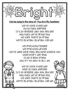 the bright poem is shown in black and white with an image of two children standing next to each other