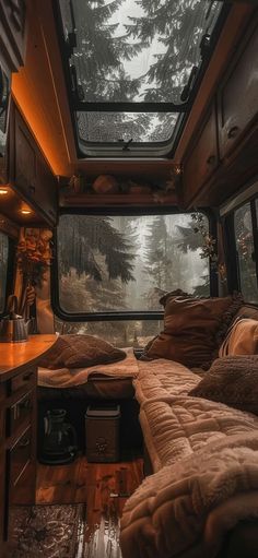 Rainy Nature, Feeling Safe, Campervan Life, Van Life Diy, Interior Sketch, Travel Van, Rv Interior, Camper Interior, On A Rainy Day