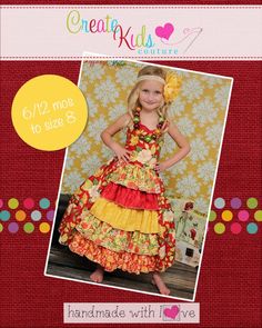 Penelope's Princess Ruffle Dress PDF Pattern sizes 6-12 months to 8 Create Kids Couture, Dress Pdf Pattern, Girl Dress Pattern, Princess Coloring, Kids Couture, Pillowcase Dress, Childrens Clothing, Sewing Pattern Sizes, Peasant Dress