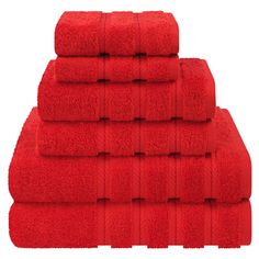 red towels stacked on top of each other