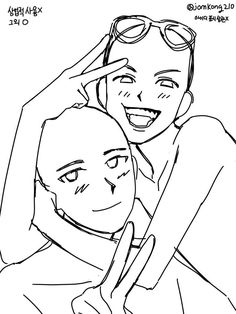 a woman holding her head next to a man in black and white coloring book pages