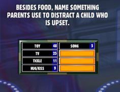 a screen shot of the game's menu for kids to play with their parents