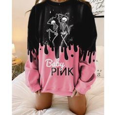 Stay warm and cozy with this Vintage Gothic Skull Print Sweater sweater perfect to wear over a dress or leggings. Our Wonderful Pink Black Long Sleeves Top For Women features a cropped length and scalloped detailing, as well as a button front closure. This goth pink sweater will add some flair to your wardrobe this season. Please check out our size chart carefully Estimated Time of Delivery: 2-3 weeks Material: Cotton, PolyesterPackage Includes: 1 x sweaterNote: There might be 2-3% difference ac Egirl Clothes, Crewneck Sweatshirt Women, Oversized Crewneck, Sweatshirt Women, Black Long Sleeve Top, Black Letter, Skull Print, Print Sweatshirt, Streetwear Women