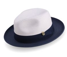 Montique Navy Two-tone Pinch Hat Wide Brim Matching Grosgrain Ribbon Straw Fedora H-47• Matching Grosgrain Ribbon• Pinch Crown• Montique Pin• No Lining Fedora• Wide Brim• Two Tone Hat• Size XL is an additional $5 Material: Polyester Blend See the H47 collection. Blue Fedora Hat Outfit, Straw Fedora, Red Bottom, Pink Trim, Leather Dress Shoes, Navy Lace