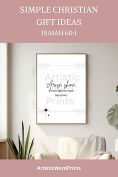 a living room with the words simple christian gift ideas