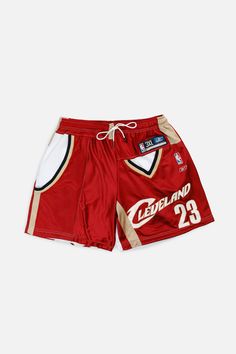 Unisex Rework Cleveland Cavaliers NBA Jersey Shorts - XXL Reworked Sweatshirts, Reworked Corset, Nba Redesign Jersey, Fashion Design Process, Reebok Aztrek, Nba Basketball Jersey, Nba Retro Shorts, Cavaliers Nba, Graphic Basketball Shorts