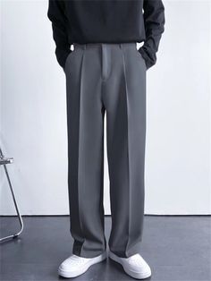 Gender: Men'sPants Type: Culottes Wide Leg, Dress Pants, Pleated PantsStyle: Loose, Classic Style, StylishOccasion: Streetwear, Casual, Daily, HolidayFabric: PolyesterDesign: Straight Leg, PocketWaistline: Mid WaistPattern: PlainSeason: Spring FallFunction: Comfort, BreathableFit Type: Regular FitFly Type: Button, Zipper Loose Suit, White Korean, Suit Casual, Chic Pants, Mens Dress Pants, Straight Trousers, Fitted Trousers, Pleated Pants, Black Khakis