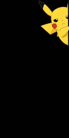 the pikachu is peeking out from behind a black wall with its eyes wide open