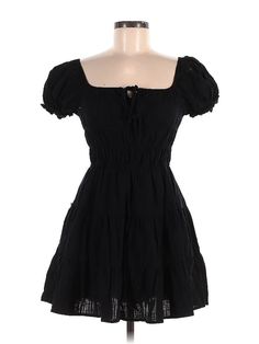 Shein Casual Dress Size: 6 Black Dresses - used. 100% COTTON, Mini, Square, Short, Short Sleeve | Shein Casual Dress - Mini: Black Dresses - Used - Size 6 Black Cotton Mini Dress With Short Sleeves, Black Dresses Short, Black Gothic Mini Dress With Short Sleeves, Gothic Mini Dress With Ruffles And Short Sleeves, Coqquete Black Dress, Forever 21 Black Short Sleeve Mini Dress, Black Short Sleeve Dress, Casual Dress Black, Dress Mini