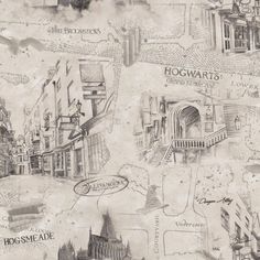 a drawing of hogwart's houses and streets