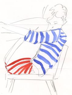 a drawing of a person sitting in a chair