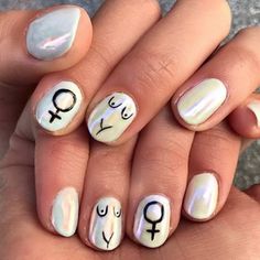 Pu**y Power Nail Shape Ideas, Mens Manicure, Black And White Nail, Black And White Nail Art, Ideas Uñas, Minimalist Nail Art, Blue Nail Art, White Nail Art