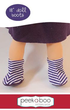 the doll is wearing striped socks and boots