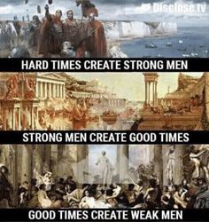 three different pictures with the same words on them, and one has an image of men in