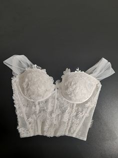 "Bridal Bustier Lace Top This corset is made to order and is available in multiple bra cup sizes from 30A to 40DD Please include your cup size in \"personalization\" area before checking out. Any custom piece is more than welcome, please message me with your requirements. My shop ink: www.ateliertami.etsy.com Thank you for visiting!" Bridal Bustier, Top In Pizzo, White Lace Corset, Wedding Corset, Lace Bustier Top, White Corset Top, Bridal Corset, Top Bustier, Bridal Tops