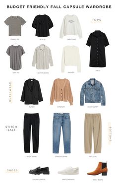 Budget Friendly Fall Capsule Wardrobe + Outfit Ideas - Stitch & Salt Simple Fall Outfits Casual, Capsule Wardrobe Outfit Ideas, Teacher Capsule Wardrobe, Workwear Capsule Wardrobe, Simple Winter Outfits, Capsule Wardrobe Casual, Capsule Wardrobe Women, Functional Wardrobe, Classic Closet