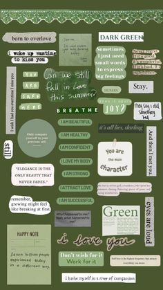 a large poster with many different types of writing on it's sides, including words and