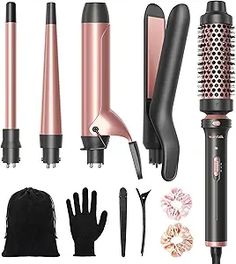 Styles, 1 Tool - Perfect Hair Every Day : This upgraded version of wavytalk 5 in 1 curling iron contains an 1.5 inch thermal brush, an 1 1/4 inch curling iron, a hair straightener and curler 2 in 1, a 0.5-1” tapered curling wand and a 1/2 inch small curling wand. Whether it's straightening or curling, this curling iron set has you covered Small Curling Wand, Tapered Curling Wand, Thermal Brush, Hair Curling Iron, Hair Straightener And Curler, Curling Iron Hairstyles, Hair Curling, Curling Wand, Wand Curls