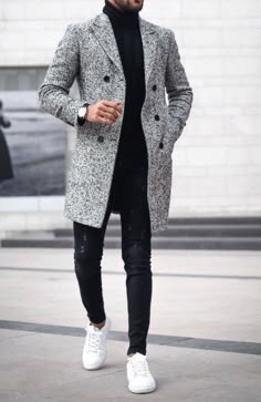 Best Casual Shirts, Mens Overcoat, Outfit Hombre, Gray Coat, Hipster Mens Fashion