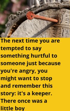 The next time you are tempted to say something hurtful to someone just because you're angry, you might want to stop and remember this story: it's a keeper. There once was a little boy Jokes Funny, Remember This, The Next