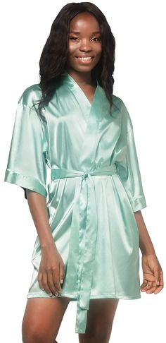 PRICES MAY VARY. Machine wash cool, separately. Non-chlorine bleach. Tumble dry low. CHIC AND ALWAYS IN STYLE: This satin robe is a must-have for brides. Wear it as you prepare for your wedding, then keep it as an enduring memento you can wear time and time again. It is great as bathrobe, loungewear, dressing gown, and it will keep you relaxed and comfortable at home. Enjoy a great selection of trendy colors and feel sexy and elegant. PREMIUM QUALITY: Slip into our silky smooth premium womenÕs s Bridesmaids Robe, Ceremonial Clothing, Bridal Theme, Robes For Women, Casual Kimono, Women Bride, Satin Kimono, Kimono Robes, Satin Short