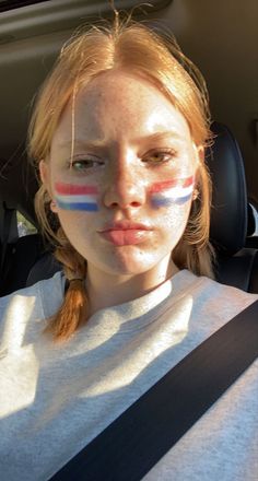 Red White And Blue Face Paint Ideas, Red White And Blue Face Paint, Red White Blue Face Paint, Usa Face Paint Ideas, Adina Core, Usa Face Paint, Fan Face Paint, 4th Of July Face Paint