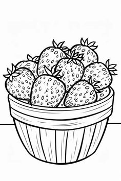 a basket full of strawberries coloring page