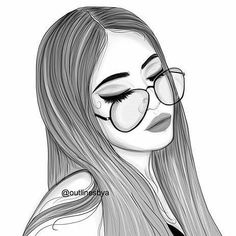 a drawing of a girl with glasses on her face