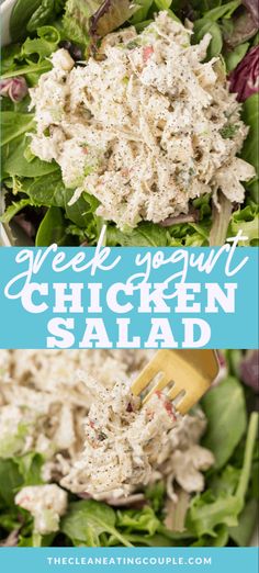 chicken salad with lettuce and carrots in a white bowl